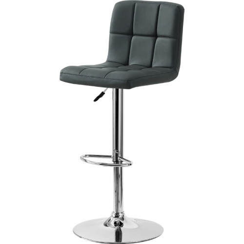 Clayton Bar Stool in Quilted Grey Leatherette on Chrome